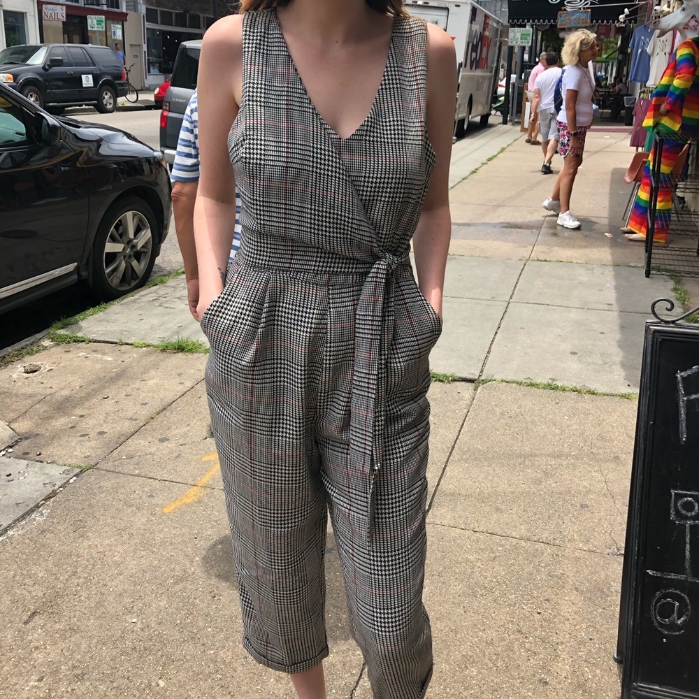 Houndstooth Wrap Jumpsuit